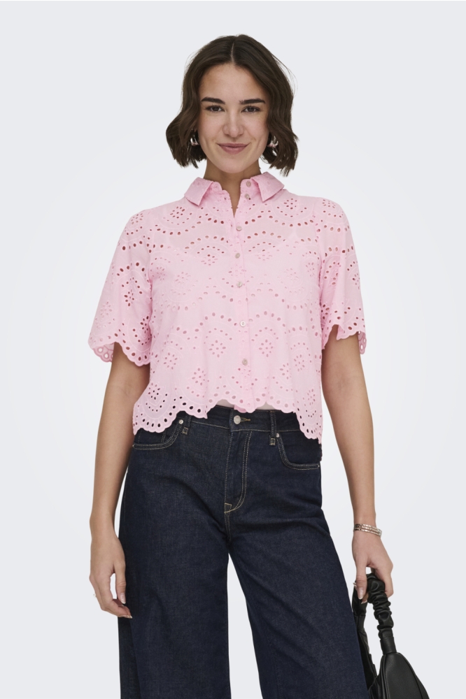Only roze dames blouse | Model vooraanzicht