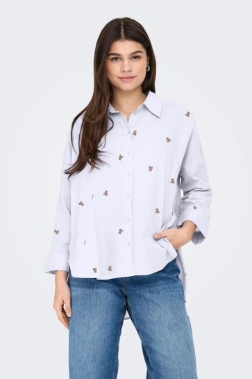 Only onlnew lina grace ls emb shirt noos Wit