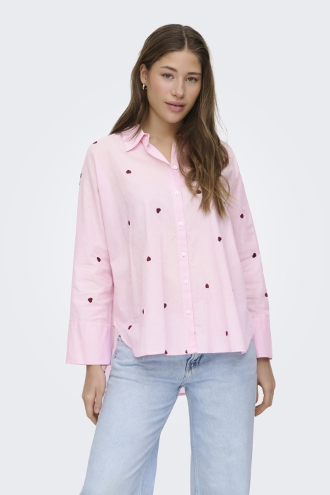 Only roze dames blouse | Model vooraanzicht