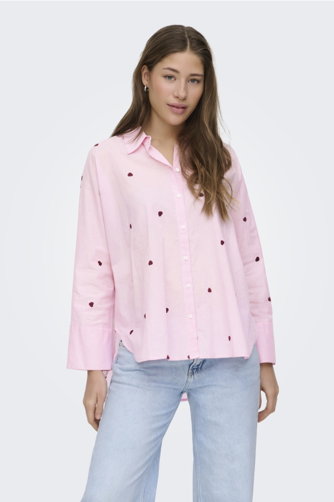 Only roze dames blouse | Model vooraanzicht