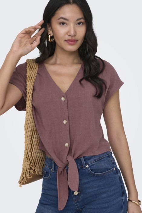 Only roze dames blouse | Model vooraanzicht