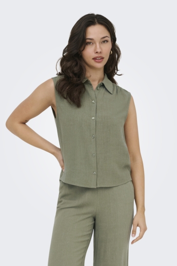 Only onlsiesta s/l linen bl shirt pnt no Groen