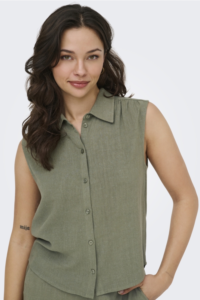 Only groene dames blouse | Close up