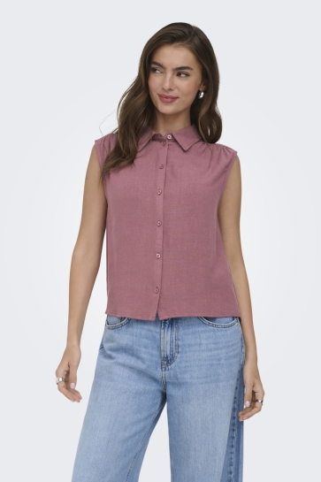 Only Blouse ONLSIESTA S/L LINEN BL SHIRT PNT NO 15367416 ROSE BROWN