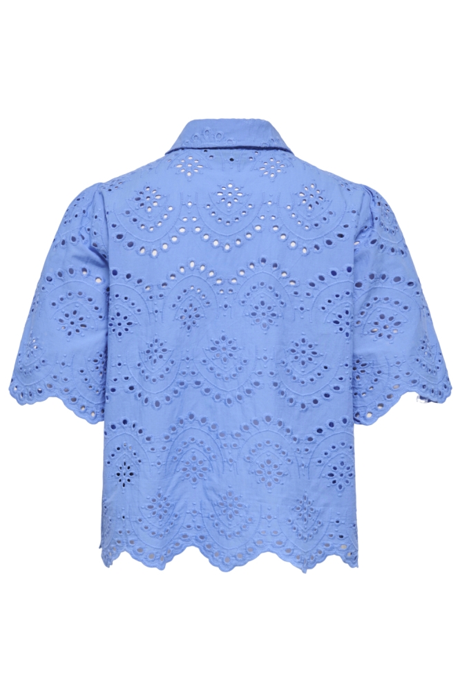 Only blauwe dames blouse | Achteraanzicht