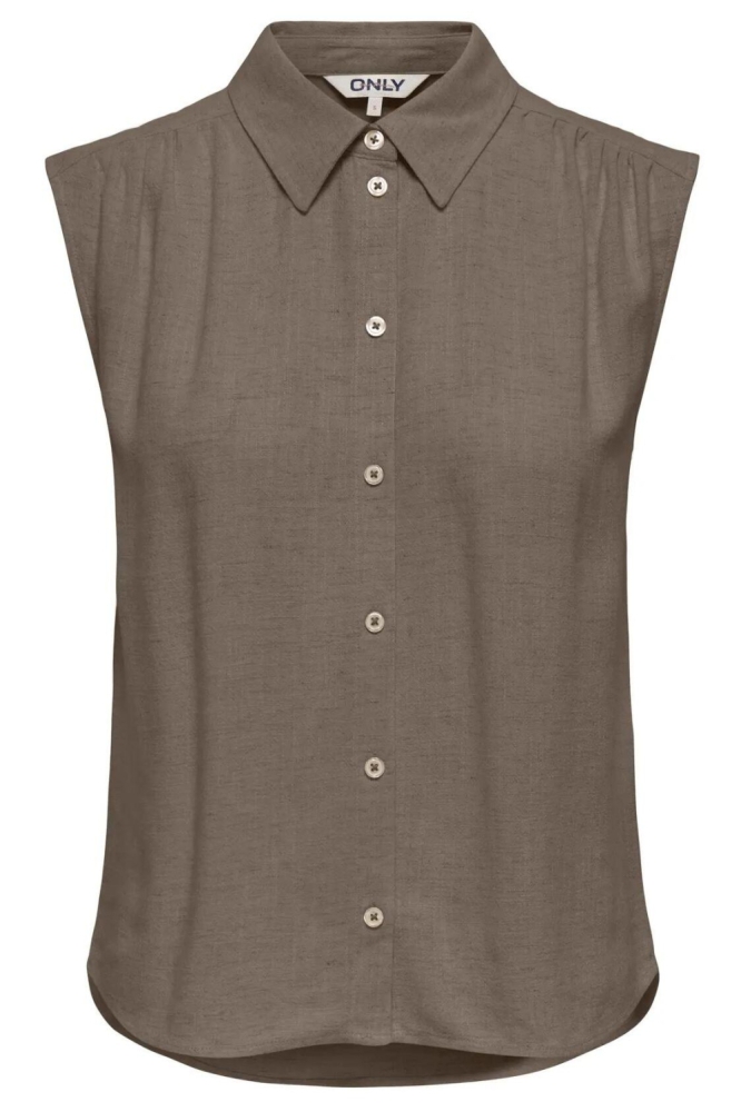 Only taupe dames blouse | Vooraanzicht