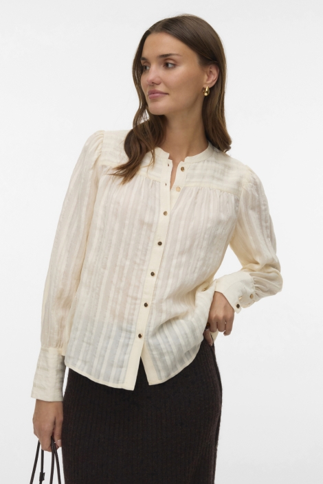 Vero Moda beige dames blouse | Model vooraanzicht