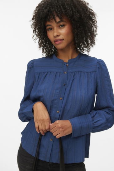 Vero Moda VMISELLE L/S SHIRT WVN BTQ 10334659 DARK DENIM