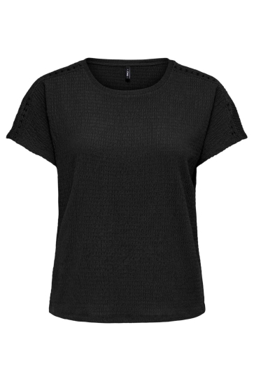 Only onldebbie s/s detail top cc jrs Zwart