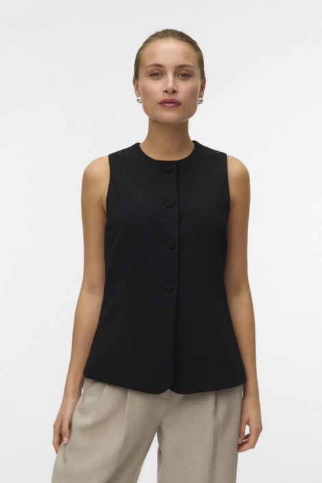 Vero Moda zwarte dames gilet | Model vooraanzicht