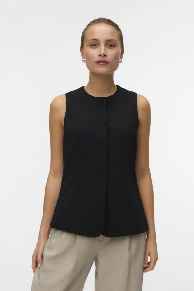 Vero Moda zwarte dames gilet | Model vooraanzicht
