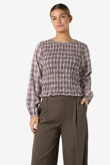 Noisy may Top NMNAOMI L/S SMOCK SHIRT WVN 27037015 TIBETAN RED/CHECK