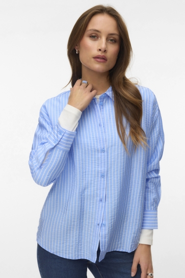 Vero Moda VMKAJA LS SHIRT WVN 10340687 Vista Blue/Sandra