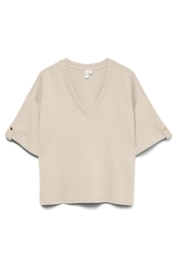 Vero Moda T-shirt VMIA 2/4 V-NECK TOP JRS BTQ 10340782 Birch