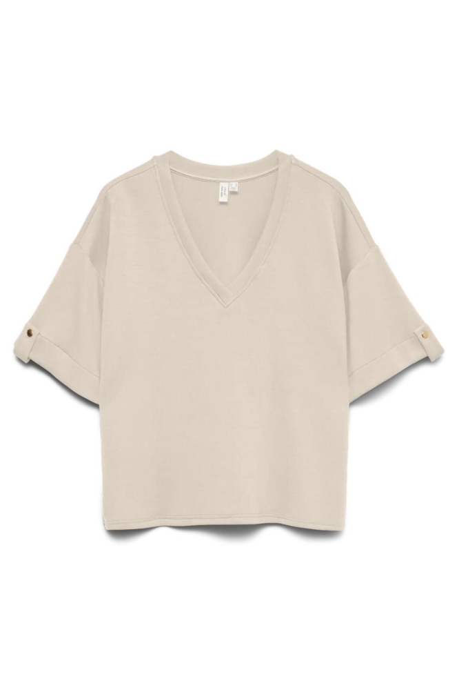 Vero Moda beige dames t-shirt | Vooraanzicht