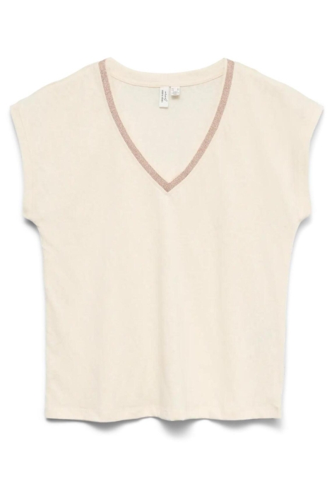 Vero Moda ecru dames t-shirt | Vooraanzicht