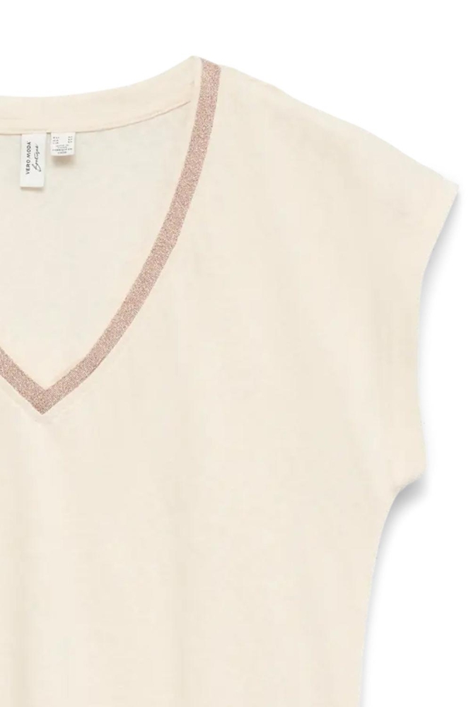 Vero Moda ecru dames t-shirt | Close up