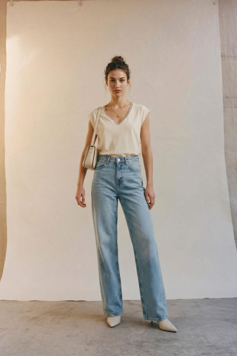 Vero Moda ecru dames t-shirt | Model