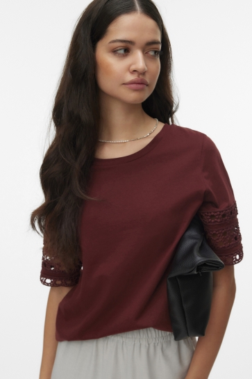 Vero Moda vmivacy 2/4 o-neck top jrs btq Bordeaux
