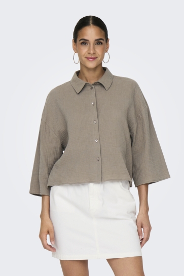 Jacqueline de Yong jdytheis life 3/4 crop shirt wvn no Camel