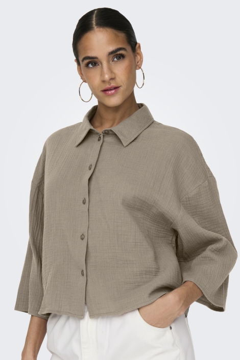 Jacqueline de Yong camel dames blouse | Model vooraanzicht
