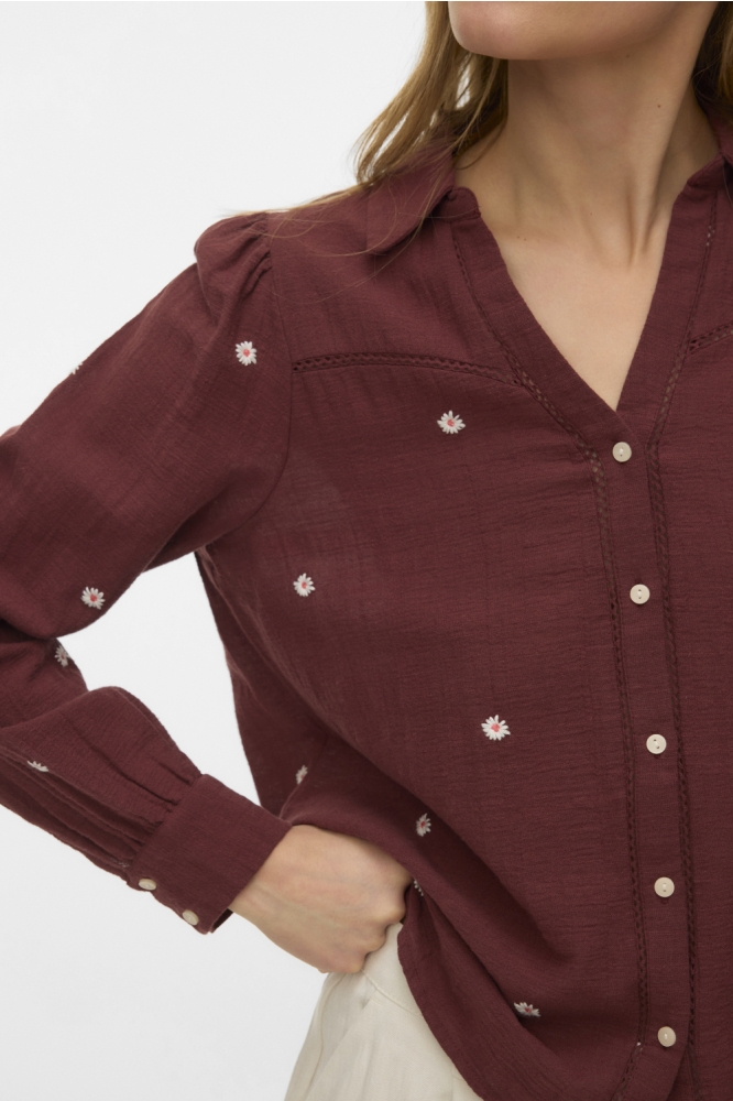 Vero Moda bordeaux dames blouse | Close up