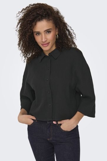 Jacqueline de Yong Blouse JDYTHEIS LIFE 3/4 CROP SHIRT WVN NO 15307159 Phantom