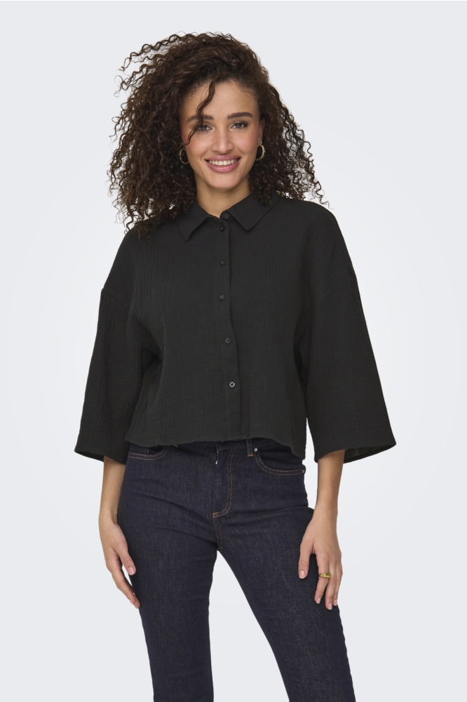 Jacqueline de Yong grijze dames blouse | Model vooraanzicht