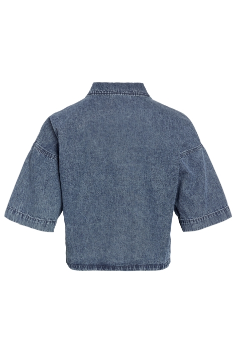 Noisy may blauwe dames blouse | Achteraanzicht