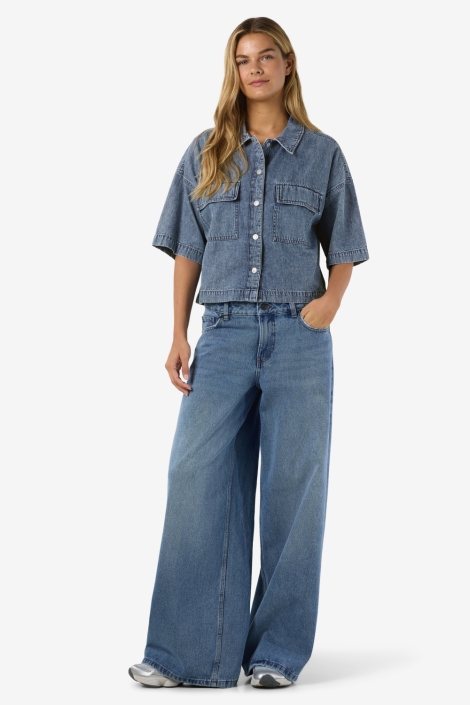 Noisy may blauwe dames blouse | Model