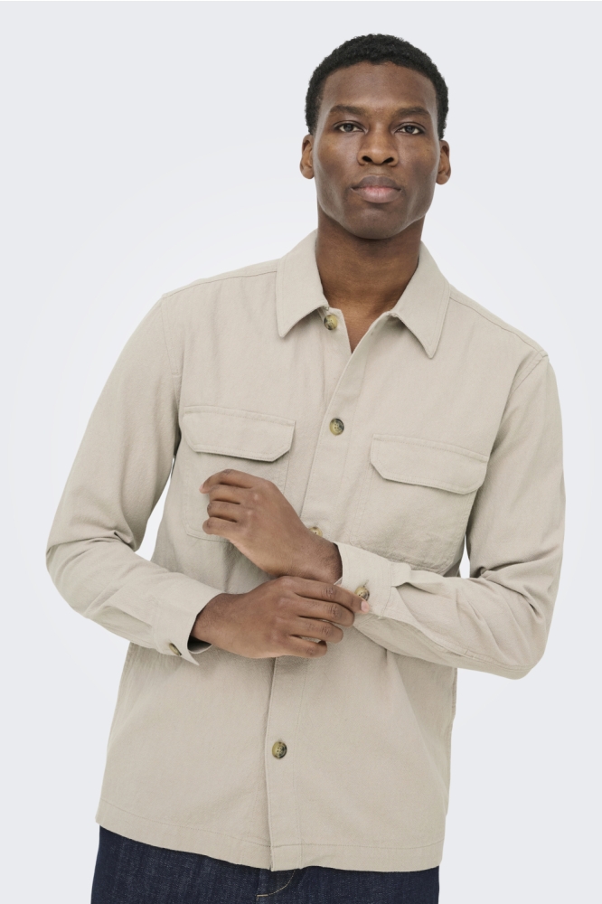 Only & Sons beige heren overhemd | Model