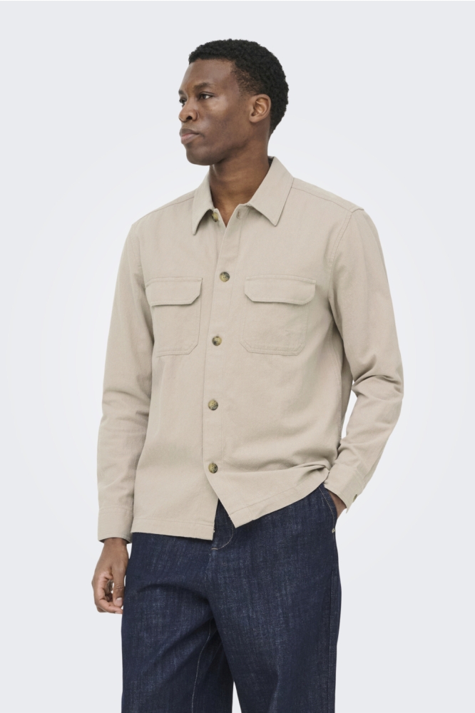 Only & Sons beige heren overhemd | Model
