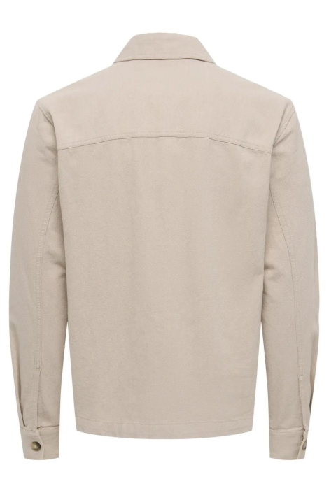 Only & Sons beige heren overhemd | Achteraanzicht