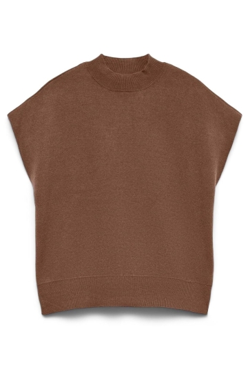 Vero Moda Trui VMELLY SL LOOSE HIGHNECK PULLOVER B 10347192 COCOA BROWN