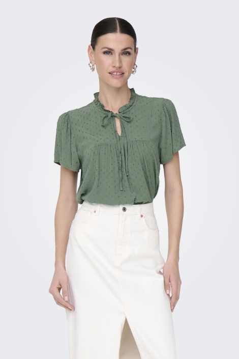 Jacqueline de Yong groene dames blouse | Model vooraanzicht