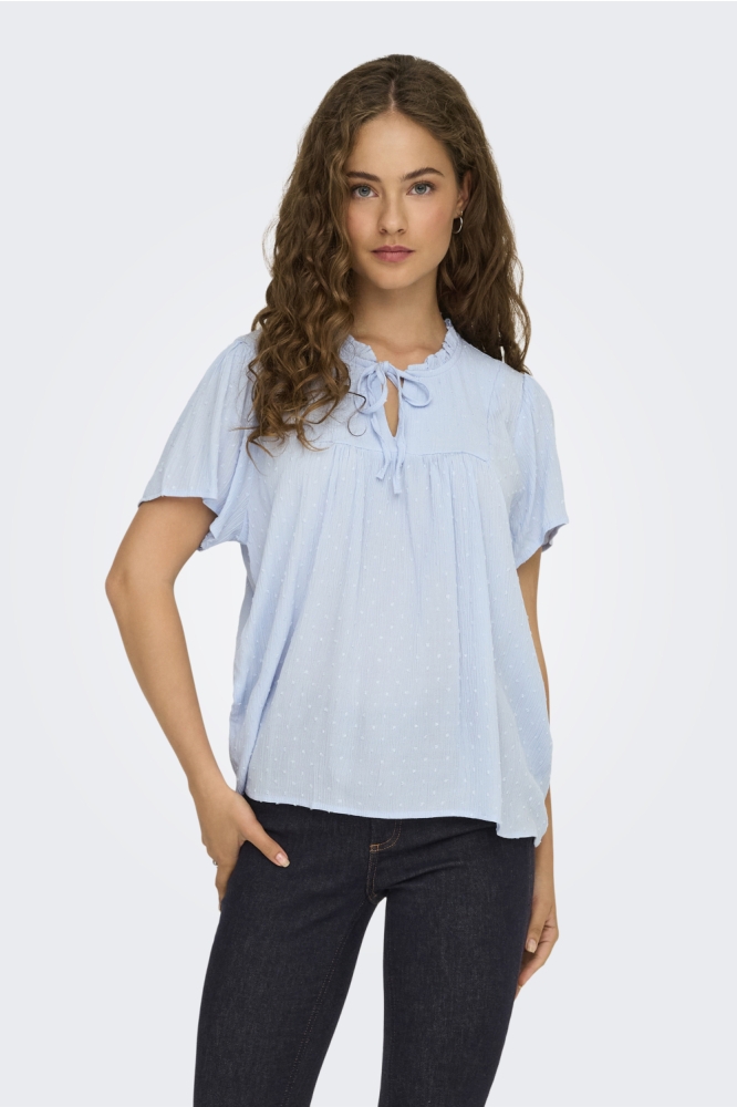 Jacqueline de Yong blauwe dames blouse | Model vooraanzicht