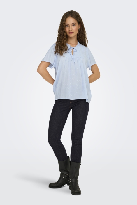 Jacqueline de Yong blauwe dames blouse | Model