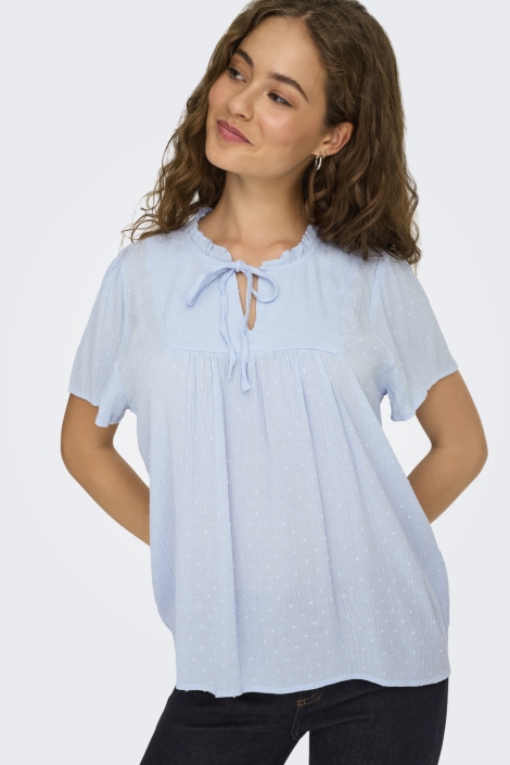 Jacqueline de Yong blauwe dames blouse | Model vooraanzicht