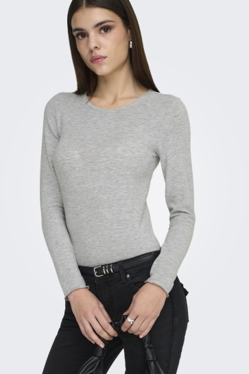 Only onlvirro o neck l/s top box jrs Grijs