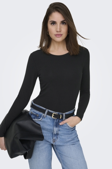 Only onlvirro o neck l/s top box jrs Zwart