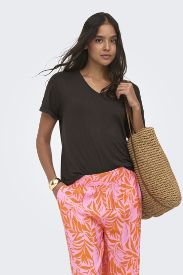 Jacqueline de Yong jdysissy s/s v-neck top jrs noos Bruin