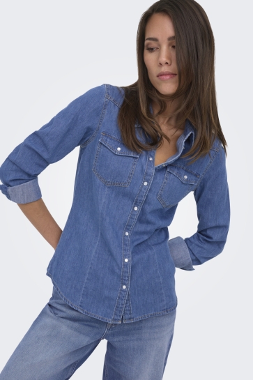 Jacqueline de Yong Blouse JDYSANDIE L/S SHIRT DNM 15377142 MEDIUM BLUE DENIM