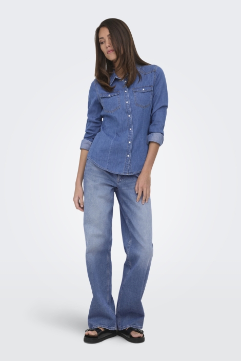 Jacqueline de Yong blauwe dames blouse | Model