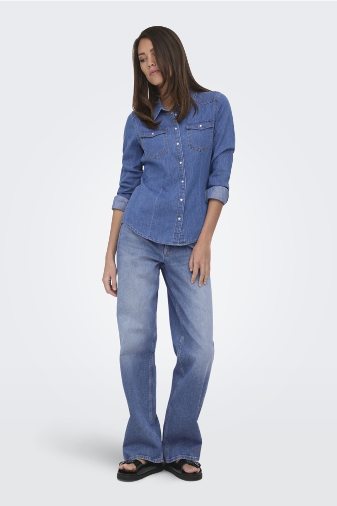 Jacqueline de Yong blauwe dames blouse | Model