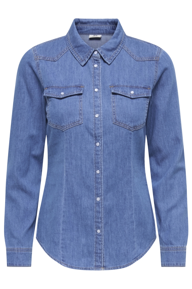 Jacqueline de Yong blauwe dames blouse | Vooraanzicht