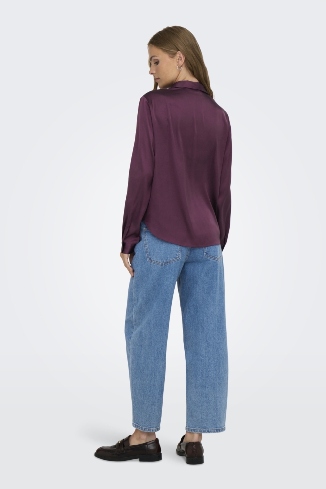 Jacqueline de Yong bordeaux dames blouse | Model achteraanzicht