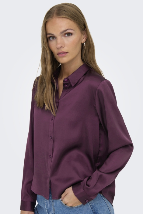 Jacqueline de Yong bordeaux dames blouse | Model zijaanzicht