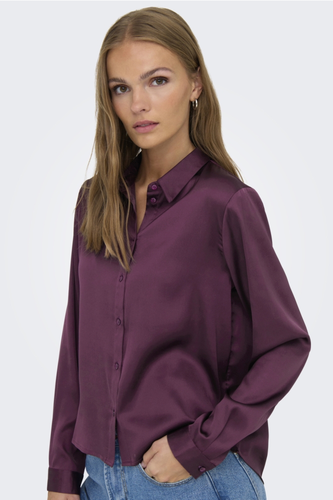 Jacqueline de Yong bordeaux dames blouse | Model zijaanzicht