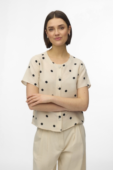Vero Moda vmjoan s/s o-neck shirt wvn btq Beige