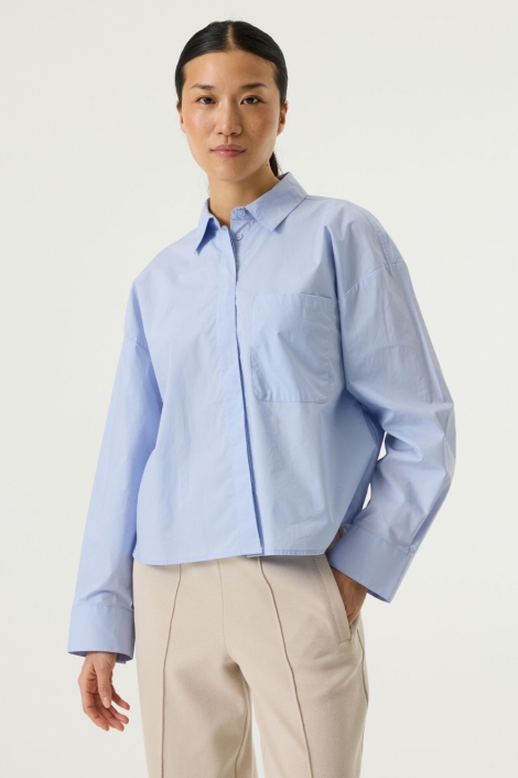 Garcia blauwe dames blouse | Model vooraanzicht